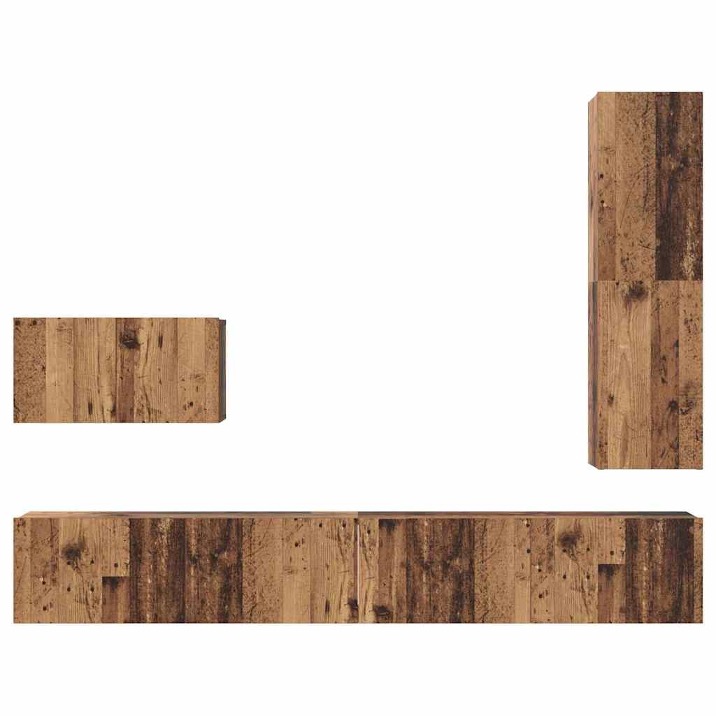 vidaXL TV Cabinet Set with Drawer 4 pcs Old Wood Engineered Wood
