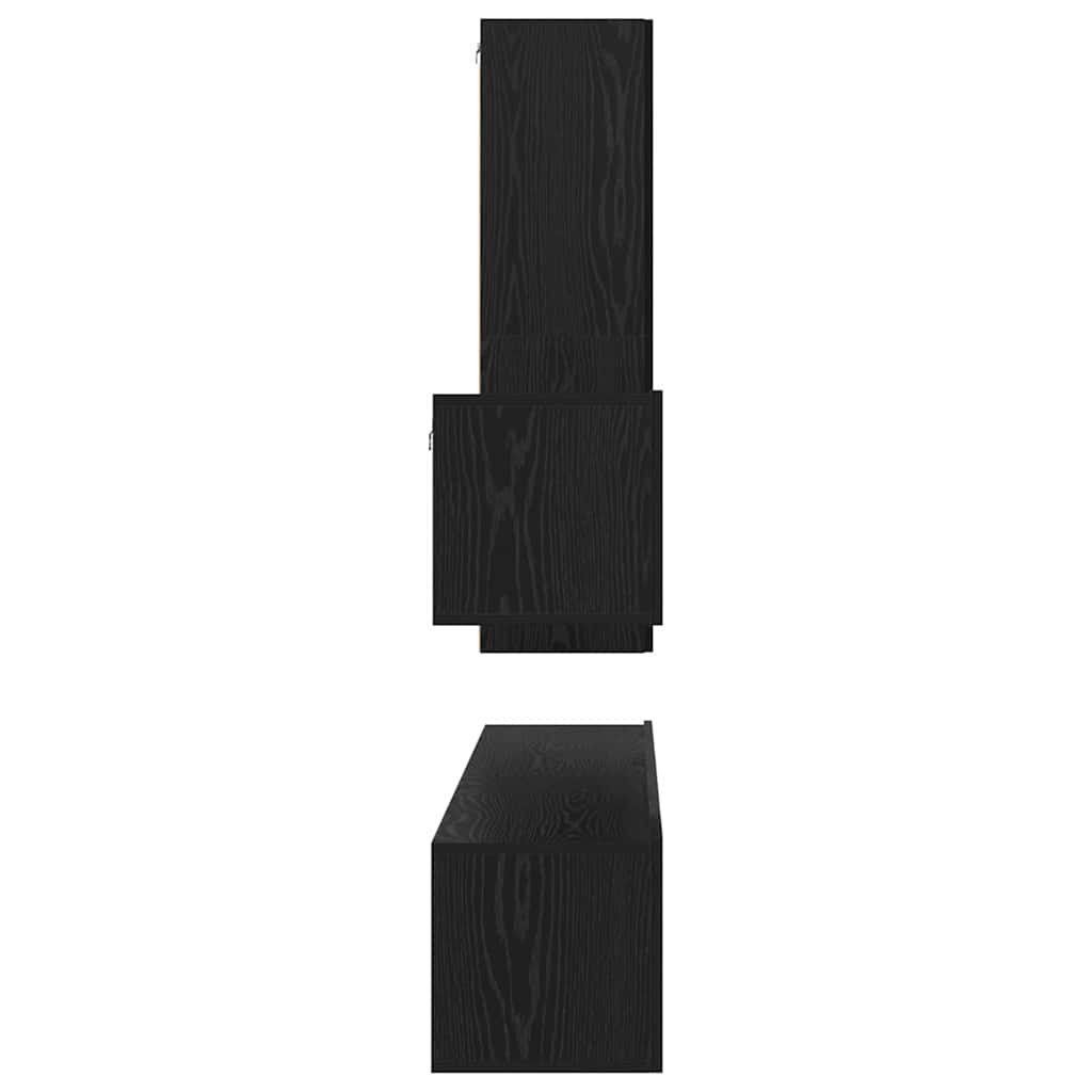 vidaXL TV Cabinet Set with Drawer 4 pcs Black Oak Engineered Wood
