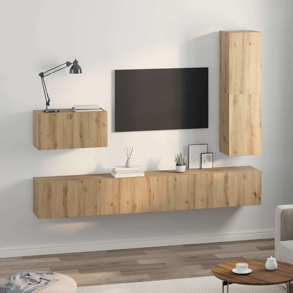 vidaXL TV Cabinet Set with Drawer 4 pcs Artisan Oak Engineered Wood