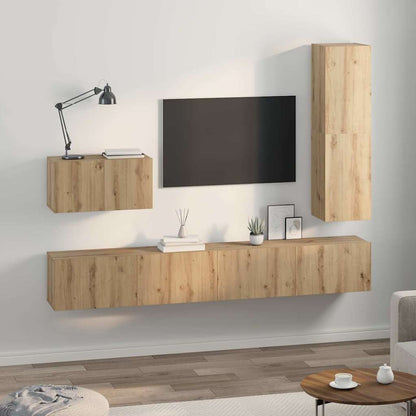vidaXL TV Cabinet Set with Drawer 4 pcs Artisan Oak Engineered Wood