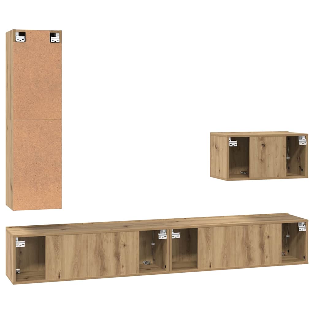 vidaXL TV Cabinet Set with Drawer 4 pcs Artisan Oak Engineered Wood