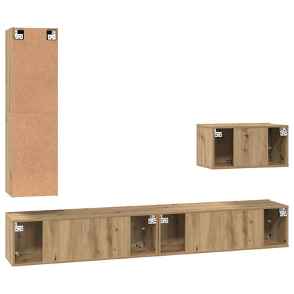 vidaXL TV Cabinet Set with Drawer 4 pcs Artisan Oak Engineered Wood