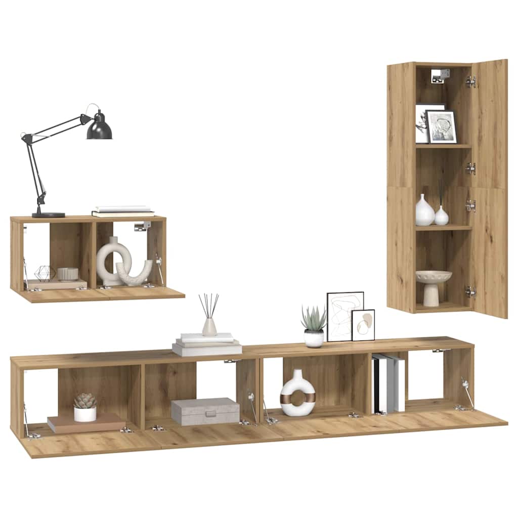 vidaXL TV Cabinet Set with Drawer 4 pcs Artisan Oak Engineered Wood