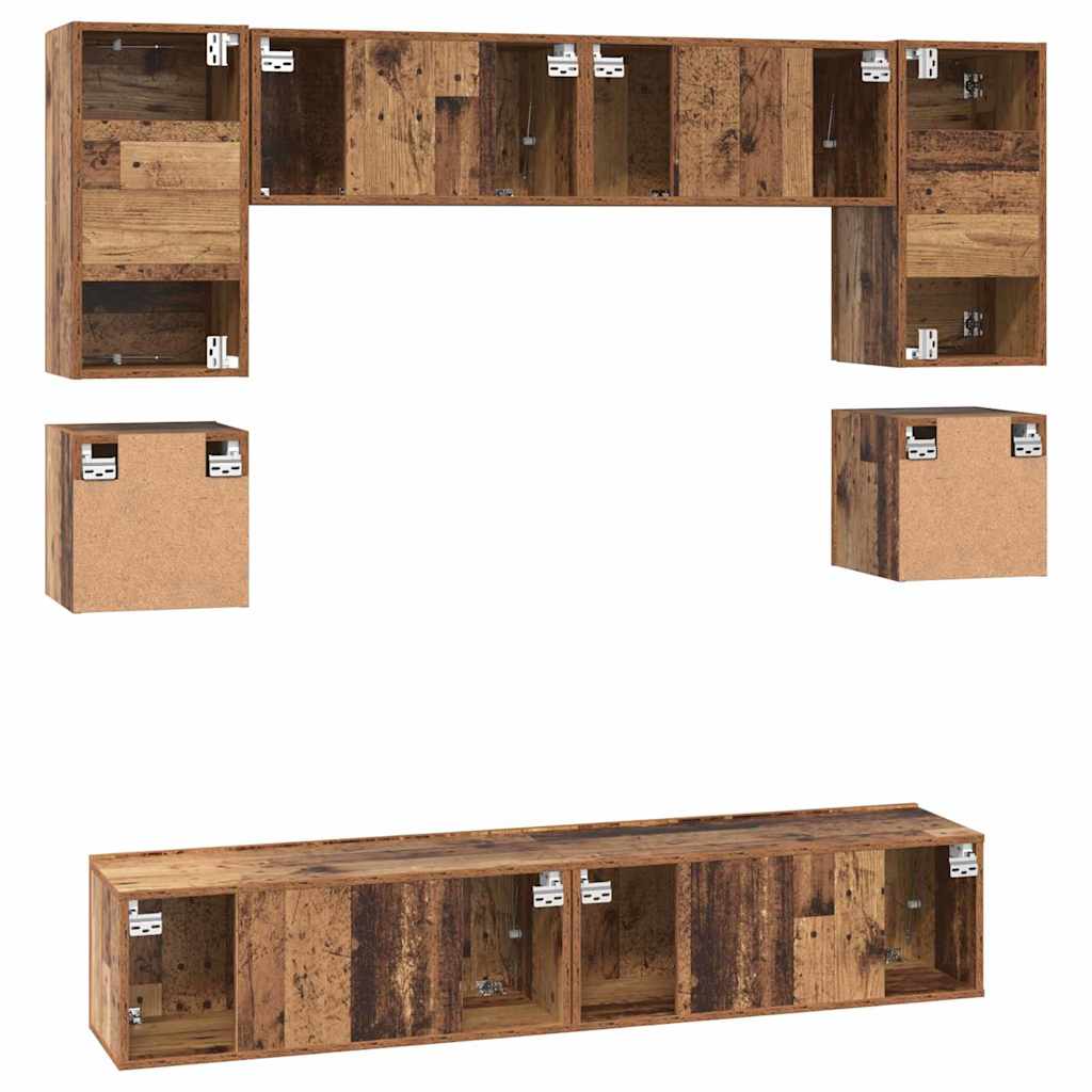 vidaXL TV Cabinet Set Wall-mounted 8 pcs Old Wood Engineered Wood