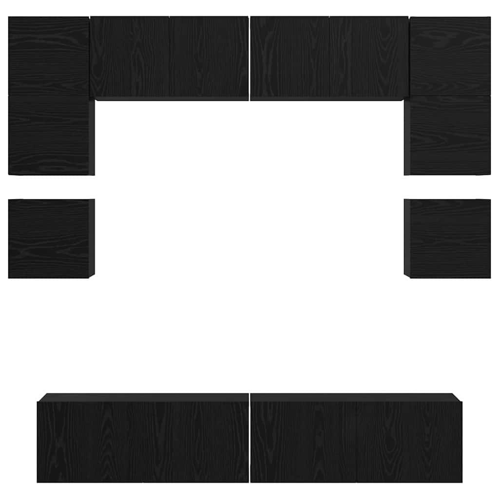 vidaXL TV Cabinet Set Wall-mounted 8 pcs Black Oak Engineered Wood