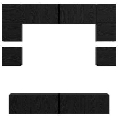 vidaXL TV Cabinet Set Wall-mounted 8 pcs Black Oak Engineered Wood