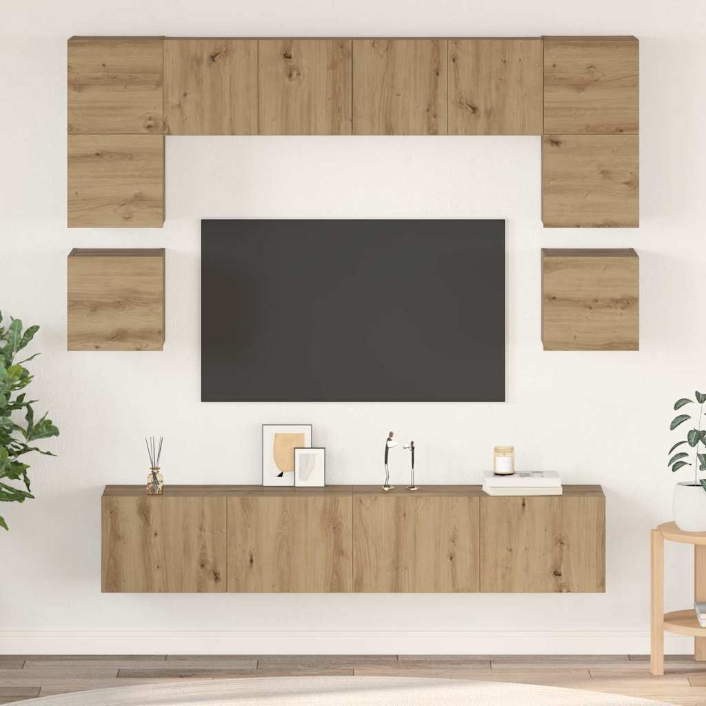 vidaXL TV Cabinet Set Wall-mounted 8 pcs Artisan Oak Engineered Wood