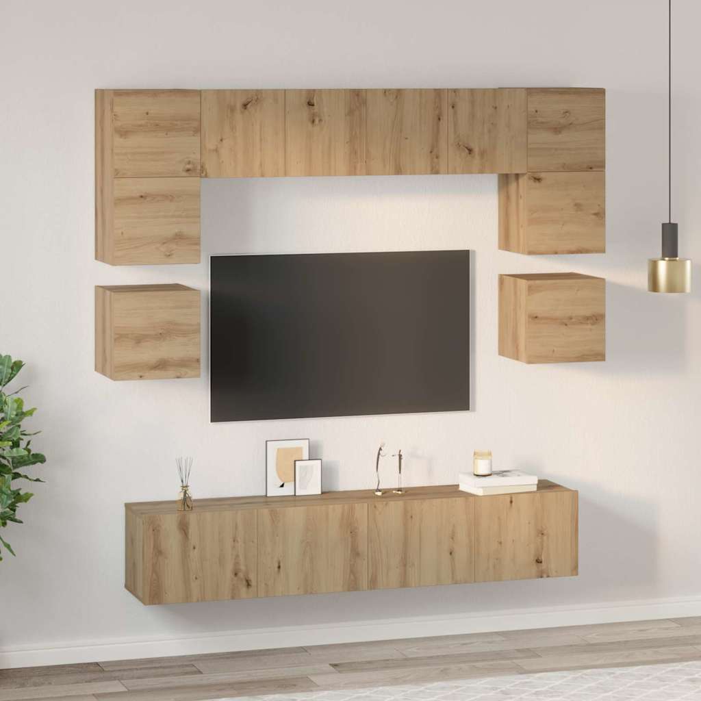 vidaXL TV Cabinet Set Wall-mounted 8 pcs Artisan Oak Engineered Wood