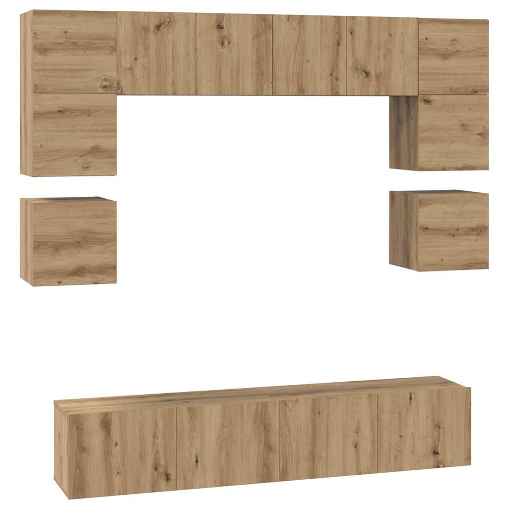 vidaXL TV Cabinet Set Wall-mounted 8 pcs Artisan Oak Engineered Wood