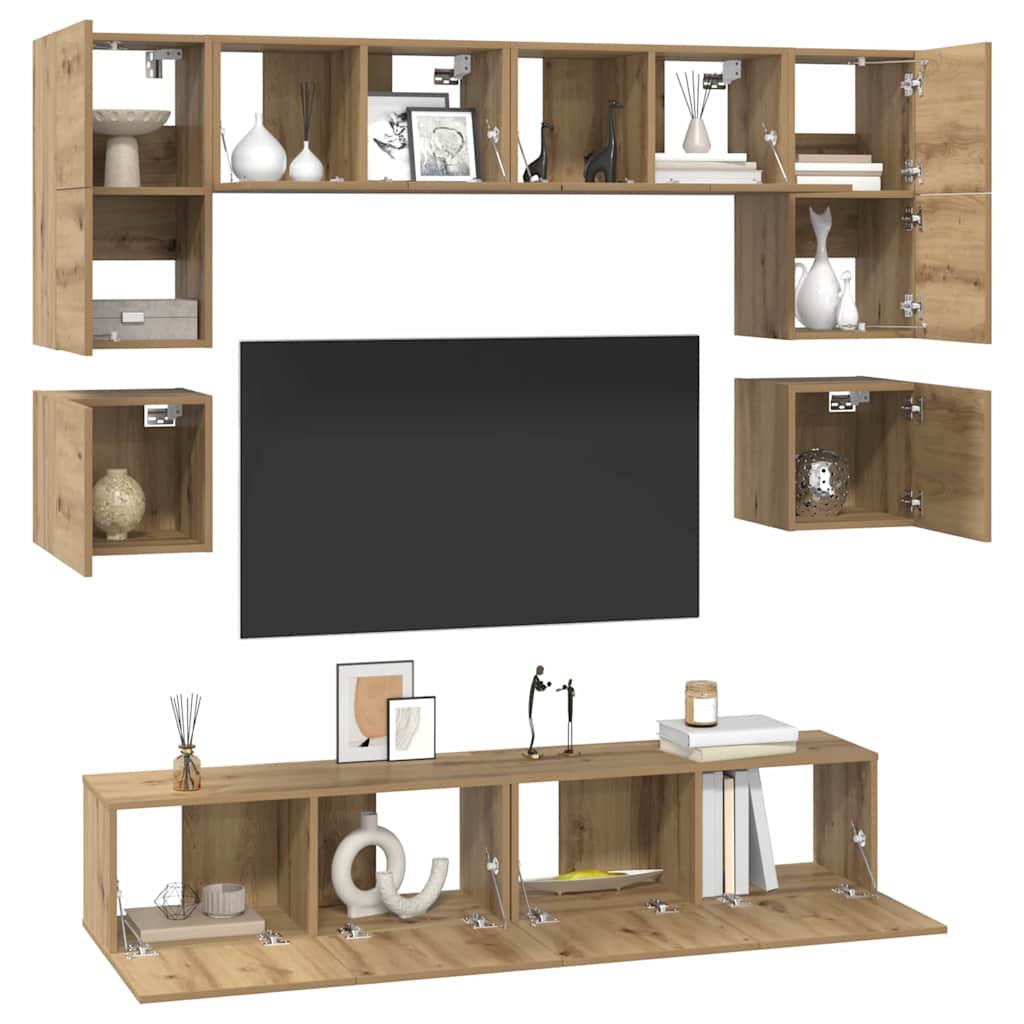 vidaXL TV Cabinet Set Wall-mounted 8 pcs Artisan Oak Engineered Wood