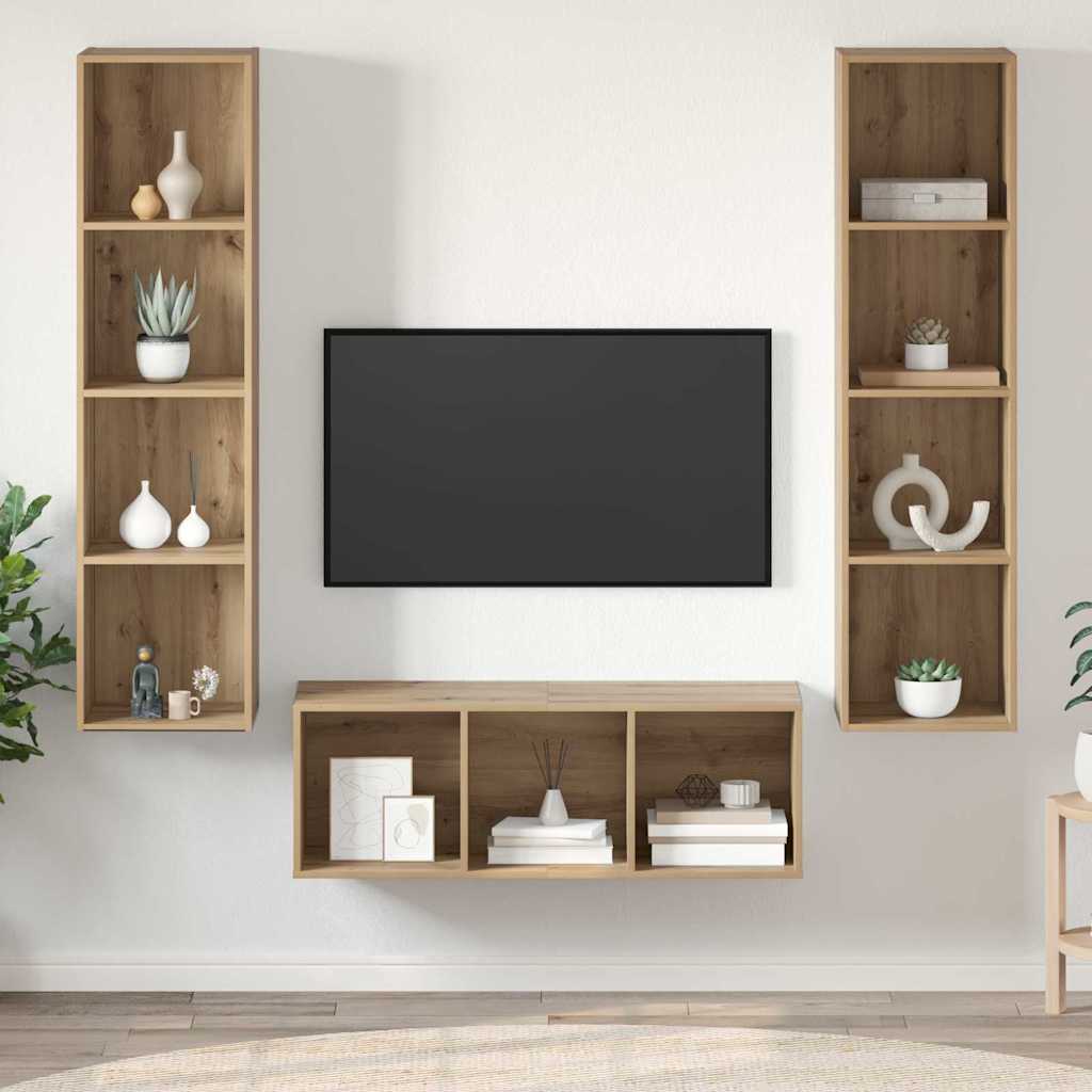vidaXL TV Cabinet Set 3 pcs Artisan Oak Engineered Wood