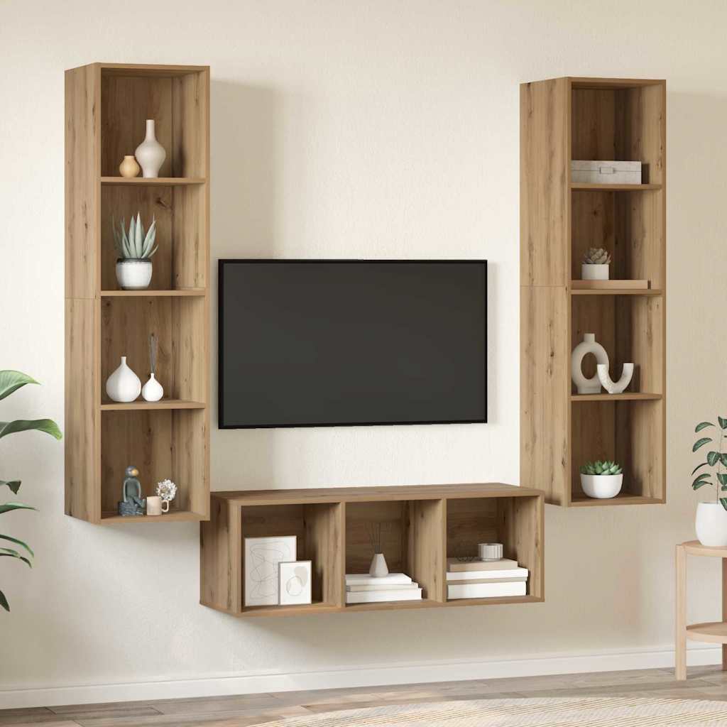 vidaXL TV Cabinet Set 3 pcs Artisan Oak Engineered Wood