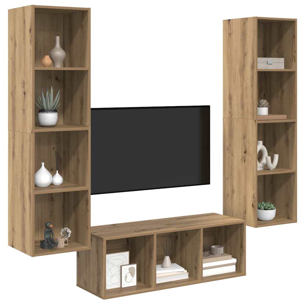 vidaXL TV Cabinet Set 3 pcs Artisan Oak Engineered Wood