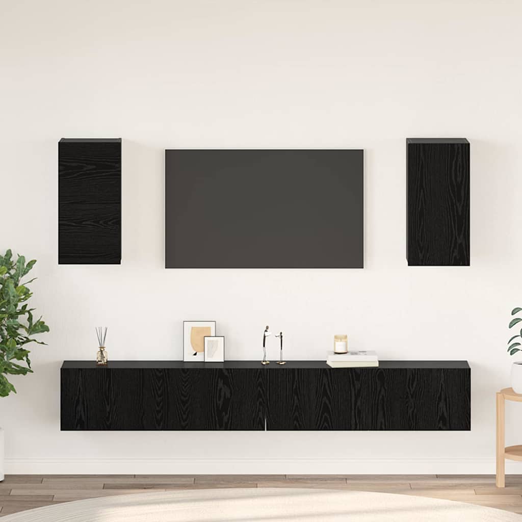 vidaXL Wall TV Cabinet 3 pcs 100 x 30 x 30 cm Black Oak