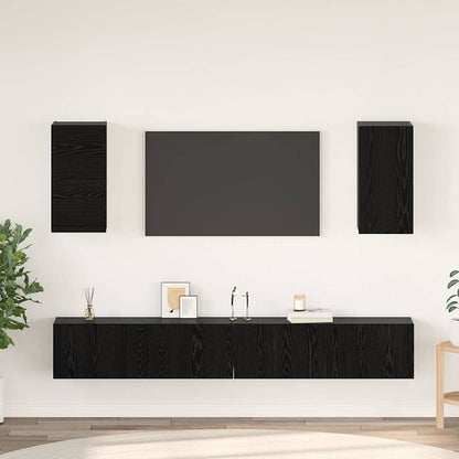 vidaXL Wall TV Cabinet 3 pcs 100 x 30 x 30 cm Black Oak