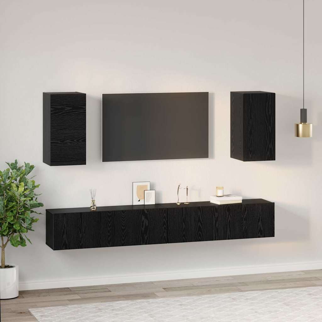 vidaXL Wall TV Cabinet 3 pcs 100 x 30 x 30 cm Black Oak