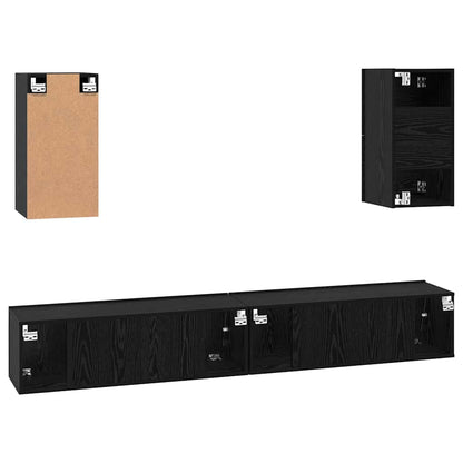 vidaXL Wall TV Cabinet 3 pcs 100 x 30 x 30 cm Black Oak