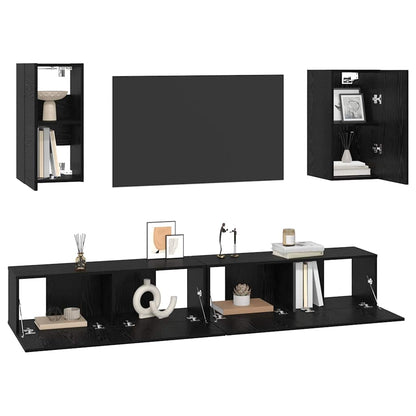 vidaXL Wall TV Cabinet 3 pcs 100 x 30 x 30 cm Black Oak