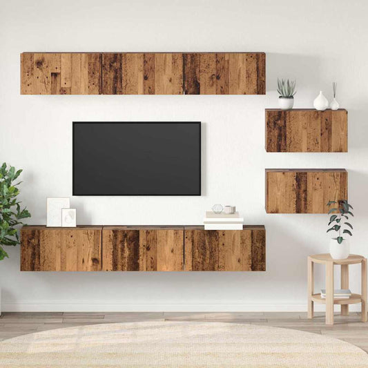 vidaXL TV Cabinet Set 8 pcs Old Wood Engineered Wood