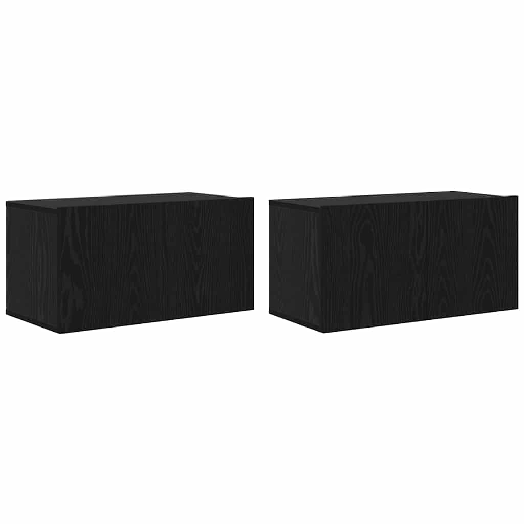 vidaXL TV Cabinet Set Wall-mounted Black Oak Engineered Wood