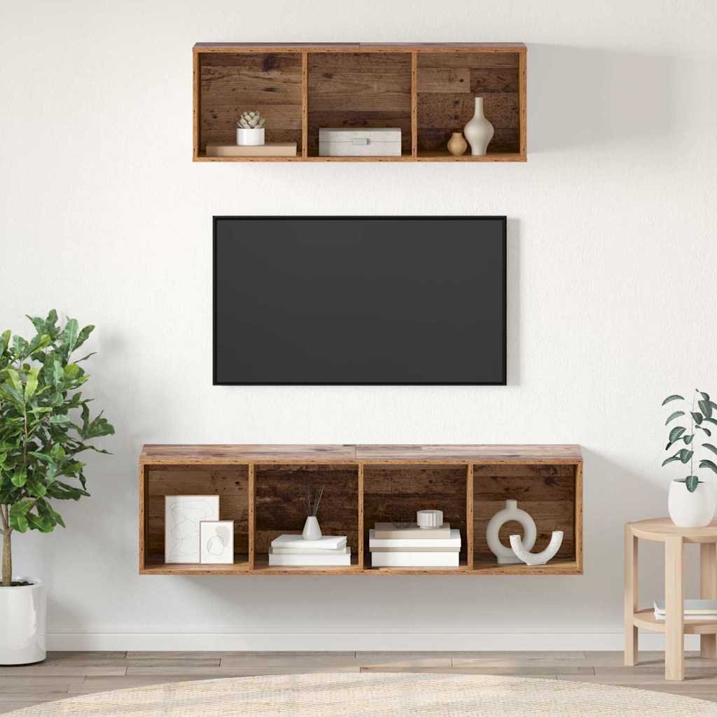 vidaXL TV Cabinet Set Wall-mounted 2 pcs Old Wood Engineered Wood