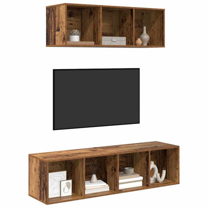 vidaXL TV Cabinet Set Wall-mounted 2 pcs Old Wood Engineered Wood