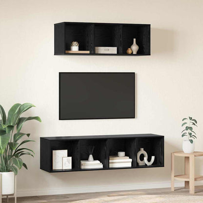 vidaXL TV Cabinet Set Wall-mounted 2 pcs Black Oak Engineered Wood