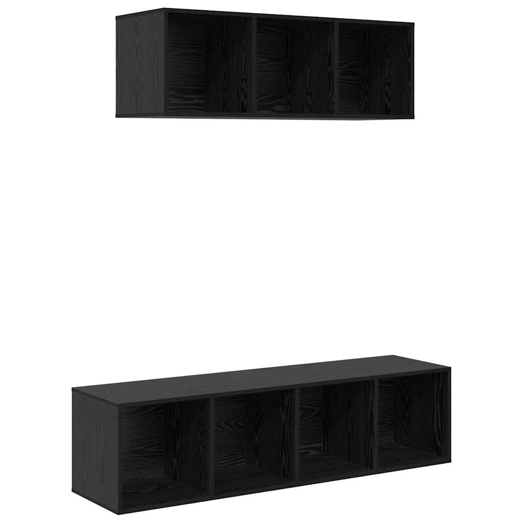 vidaXL TV Cabinet Set Wall-mounted 2 pcs Black Oak Engineered Wood