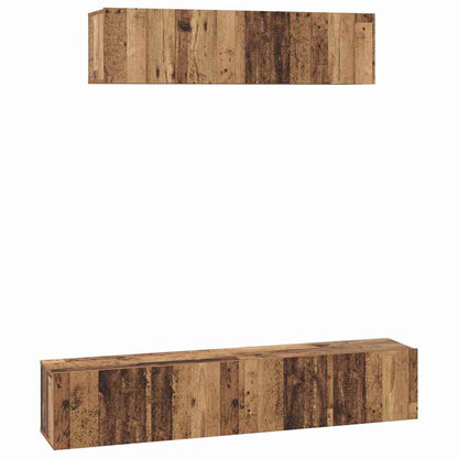 vidaXL TV Cabinet Set Wall-mounted 4 pcs Old Wood Engineered Wood