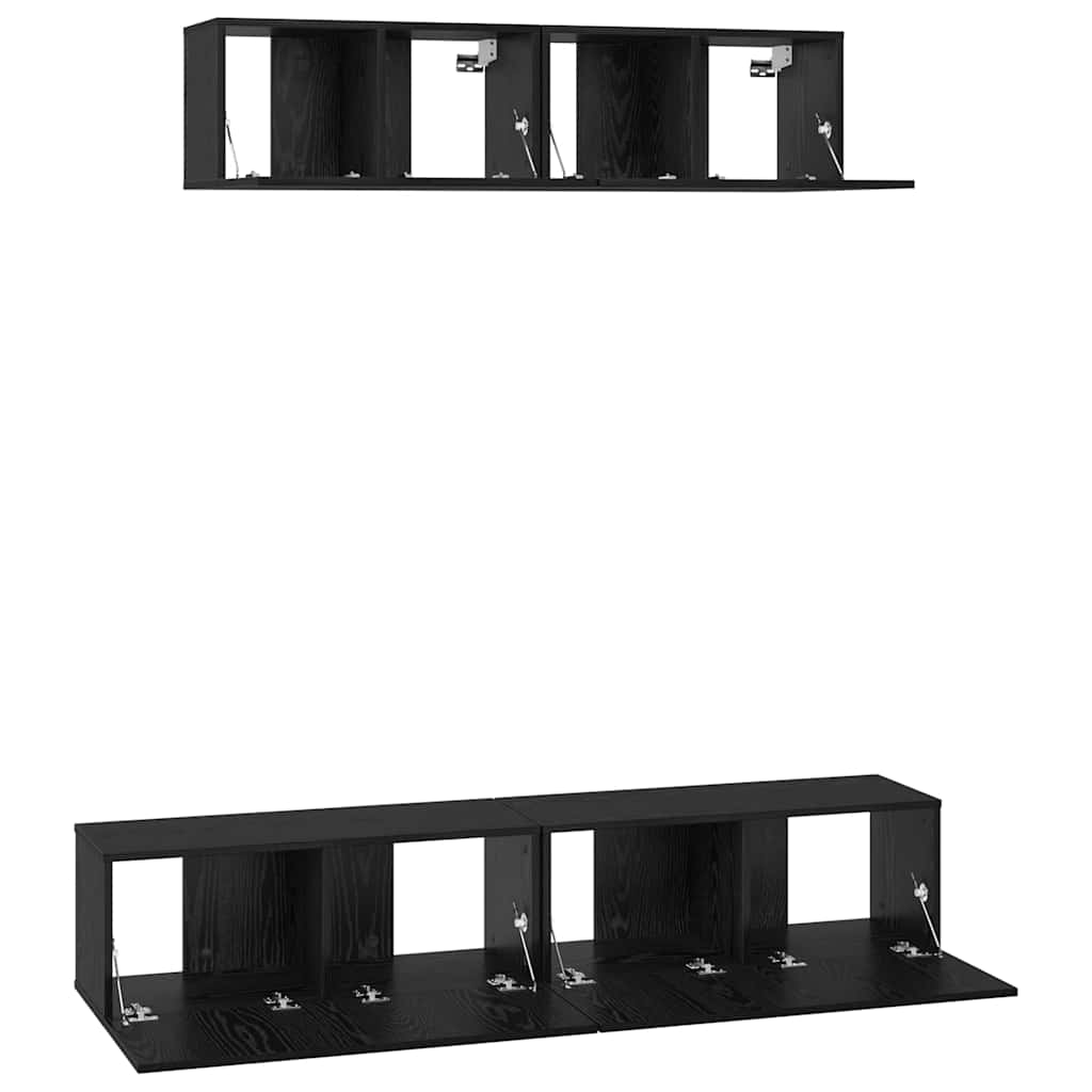 vidaXL TV Cabinet Set Wall-mounted 4 pcs Black Oak Engineered Wood