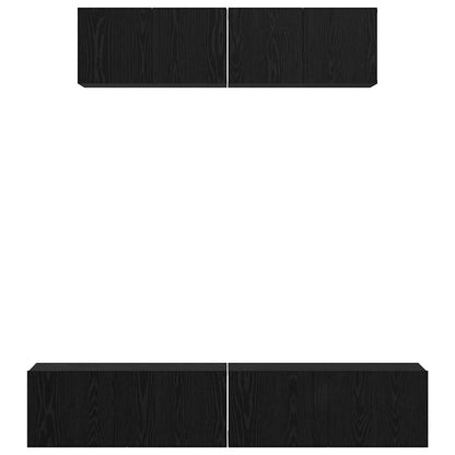 vidaXL TV Cabinet Set Wall-mounted 4 pcs Black Oak Engineered Wood