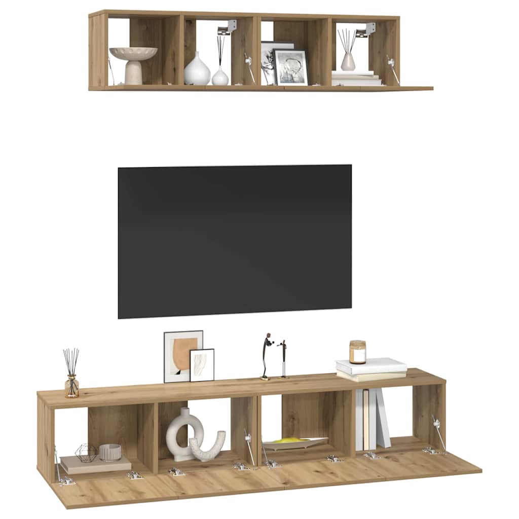 vidaXL TV Cabinet Set 4 pcs Artisan Oak Engineered Wood