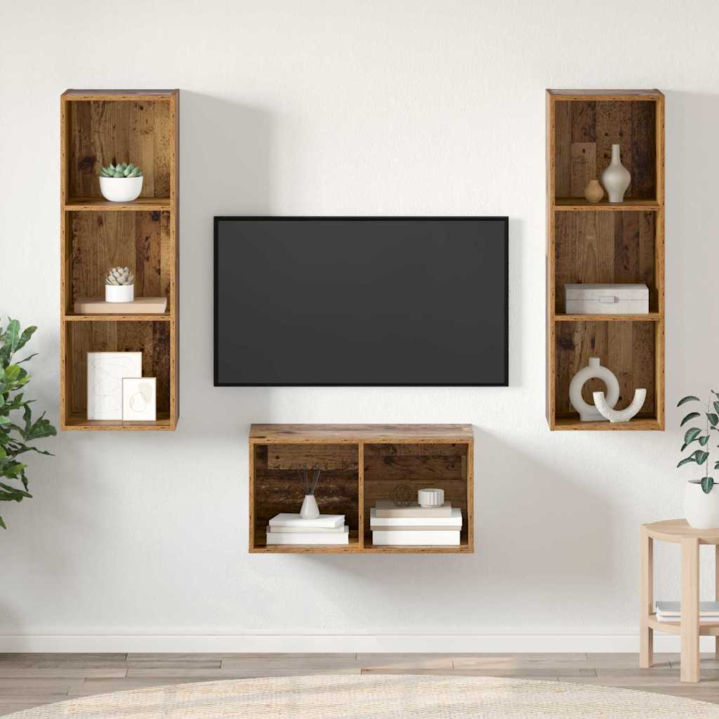 vidaXL TV Cabinet Set Old Wood 37 x 37 x 107 cm Engineered Wood