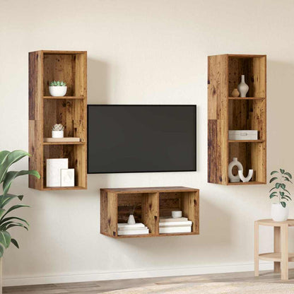 vidaXL TV Cabinet Set Old Wood 37 x 37 x 107 cm Engineered Wood