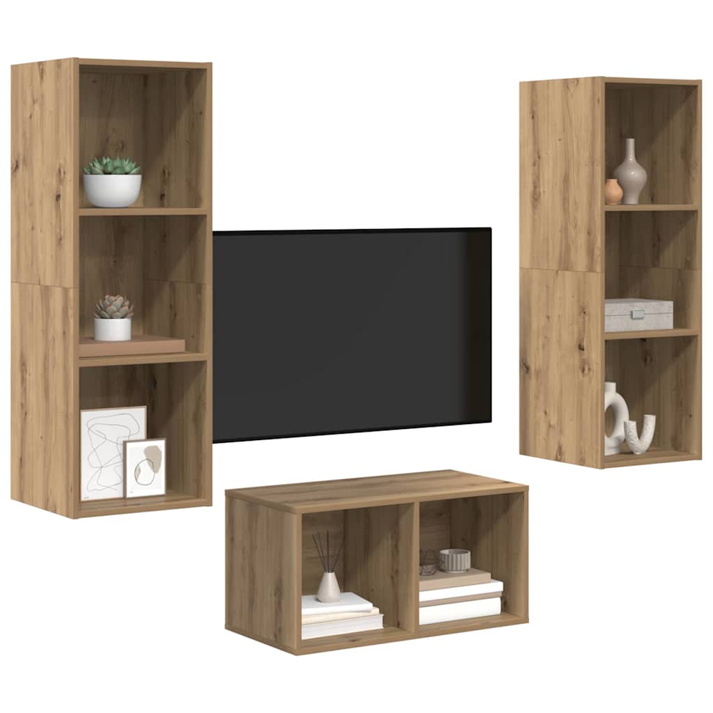 vidaXL TV Cabinet Set Artisan Oak Engineered Wood