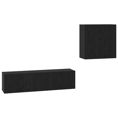 vidaXL TV Cabinet Set Wall-mounted Black Oak Engineered Wood