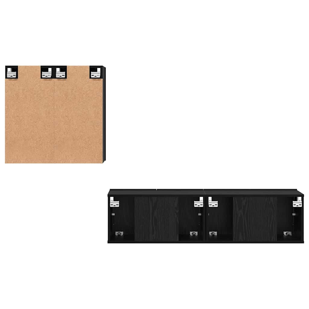 vidaXL TV Cabinet Set Wall-mounted Black Oak Engineered Wood