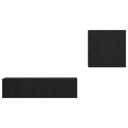vidaXL TV Cabinet Set Wall-mounted Black Oak Engineered Wood