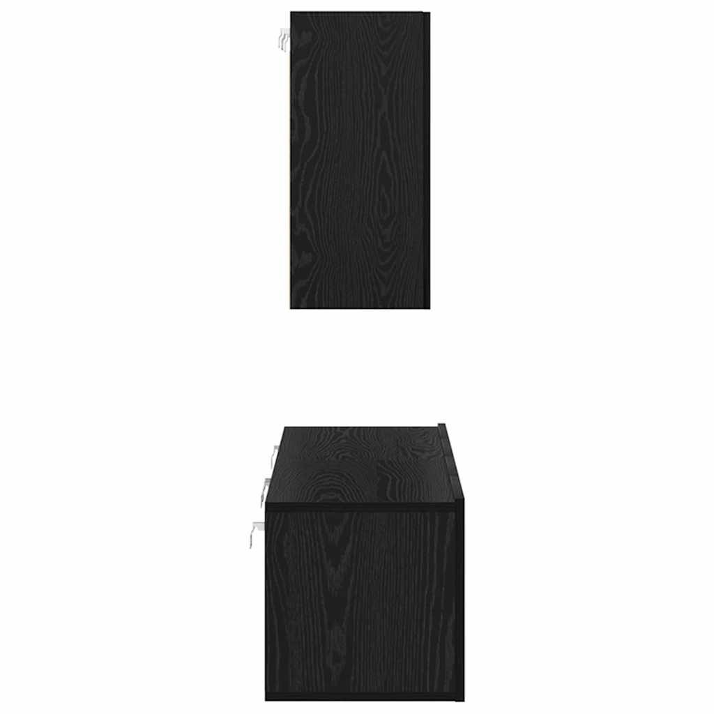 vidaXL TV Cabinet Set Wall-mounted Black Oak Engineered Wood