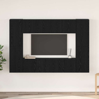 vidaXL TV Cabinet Set Wall-mounted 8 pcs Black Oak Engineered Wood