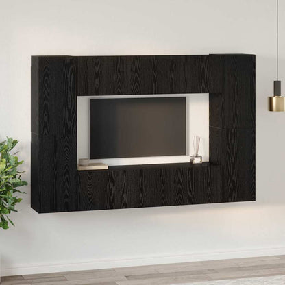 vidaXL TV Cabinet Set Wall-mounted 8 pcs Black Oak Engineered Wood