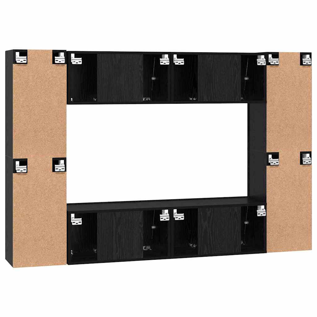vidaXL TV Cabinet Set Wall-mounted 8 pcs Black Oak Engineered Wood