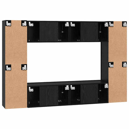 vidaXL TV Cabinet Set Wall-mounted 8 pcs Black Oak Engineered Wood