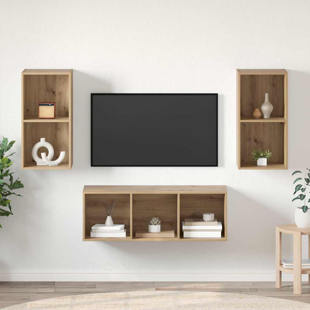 vidaXL TV Cabinet Set 3 pcs Artisan Oak Engineered Wood