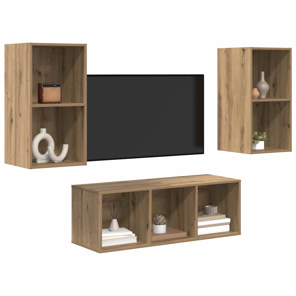 vidaXL TV Cabinet Set 3 pcs Artisan Oak Engineered Wood