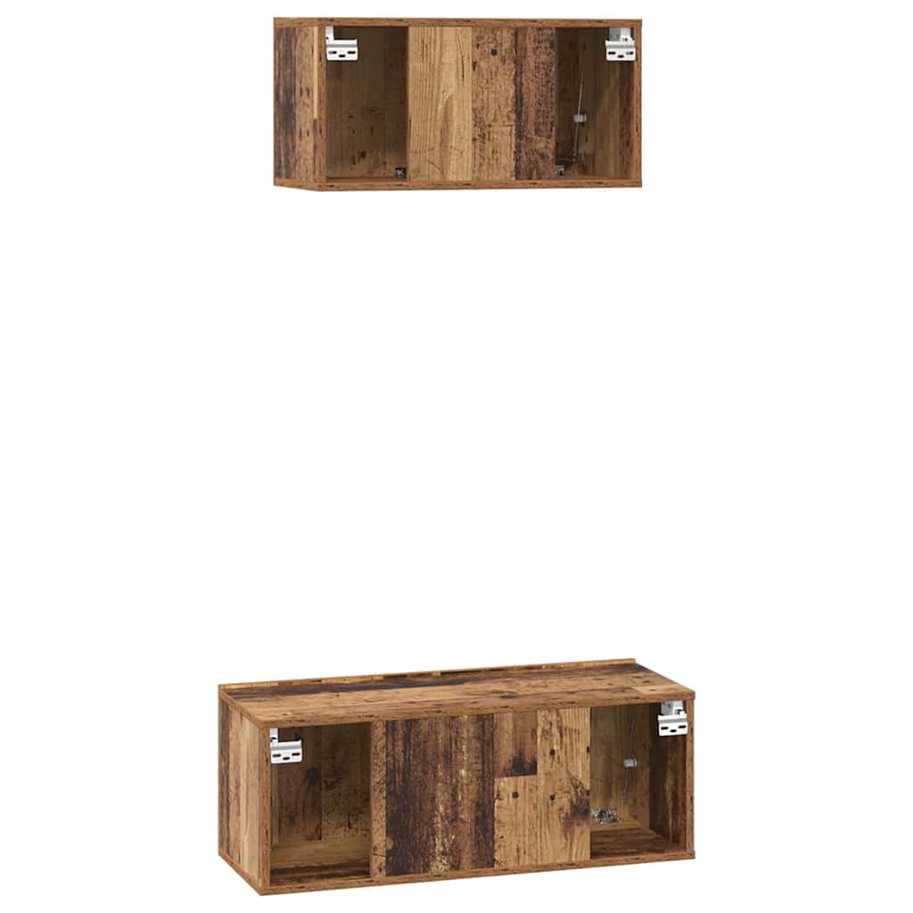 vidaXL TV Cabinet Set Wall-mounted 2 pcs Old Wood Engineered Wood