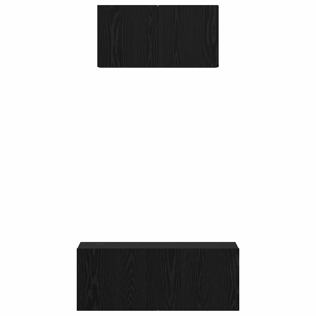 vidaXL TV Cabinet Set Wall-mounted 2 pcs Black Oak Engineered Wood