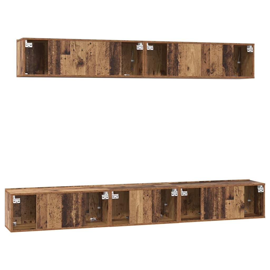 vidaXL TV Cabinet Set Wall-mounted 5 pcs Old Wood Engineered Wood