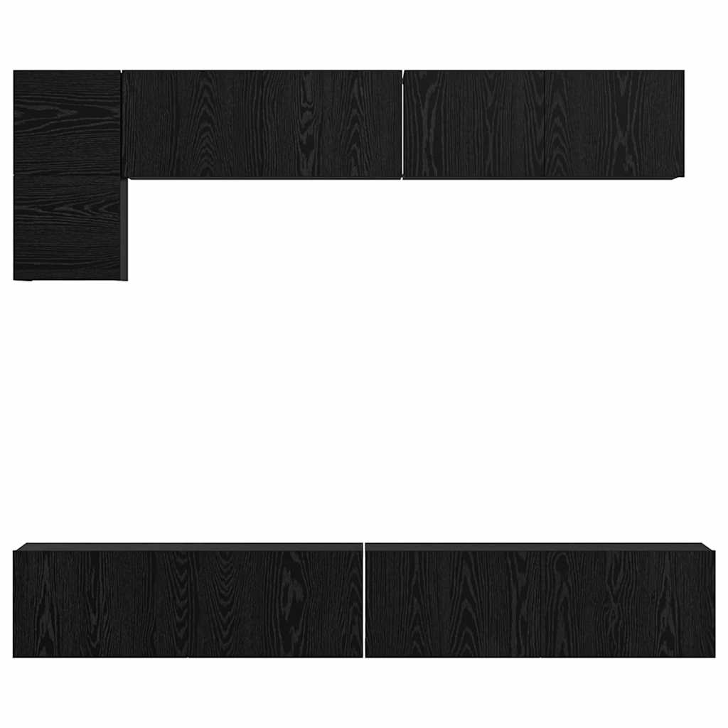 vidaXL TV Cabinet Set Wall-mounted 5 pcs Black Oak Engineered Wood