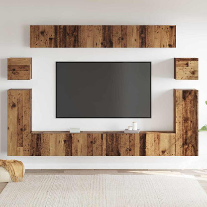 vidaXL TV Units Wall-mounted 4 pcs Old Wood Engineered wood